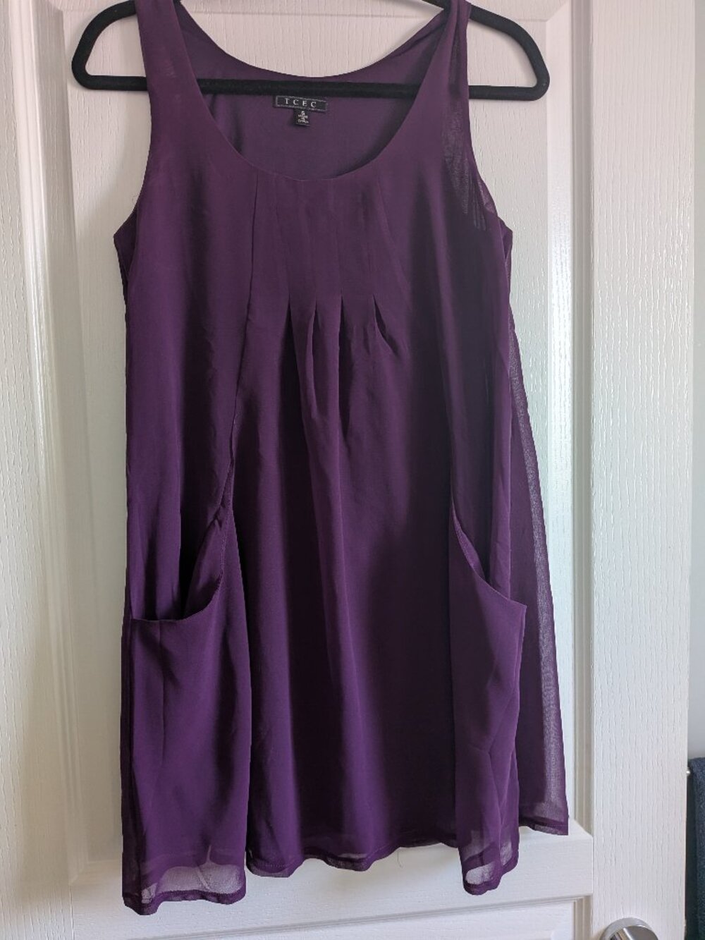 TCEC Purple Sleeveless Pleated Dress - With Pockets - Size Small